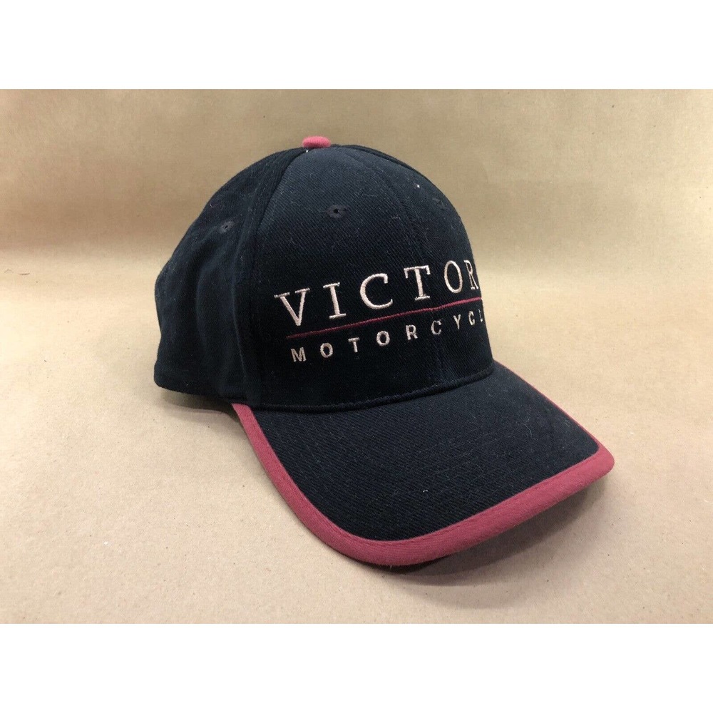 Victory Motorcycle Black Corduroy Hat Baseball Cap Embroidered EUC